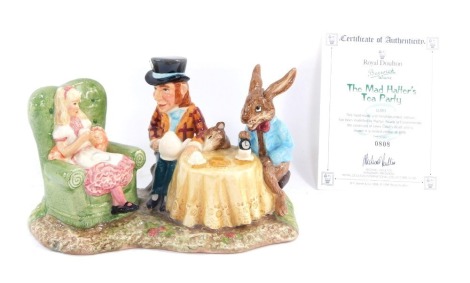 A Royal Doulton Mad Hatters Tea Party figure group, numbered LC1, limited edition number 808/1,998, 21cm wide.