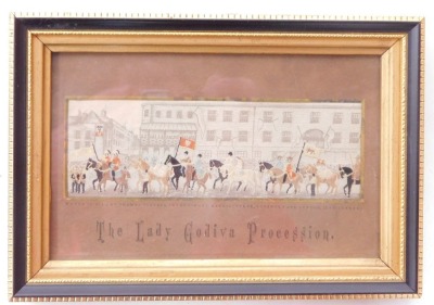 A 19thC Stevengraph of the Lady Godiva procession, 14.5cm x 5.5cm, in black and gilt frame. - 2