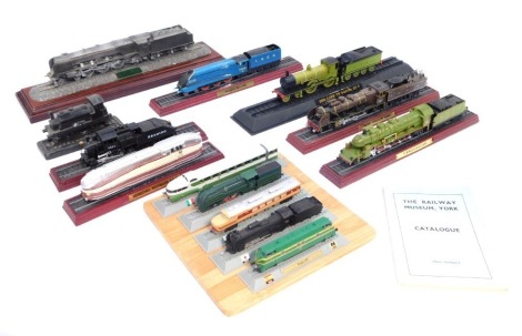 A group of railway models, comprising N gauge Renfe 340, D51, Kiha 81 series, SNCB class 12, ETR300 Settebello, LMS Duchess of Buccleuch, LSW 1899 T9 number 117, PLM Mountain class, Pacific Chappley and Nord A4 class Mallard, and others. (a quantity)