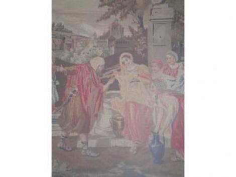 A gilt framed tapestry picture depicting a classical scene