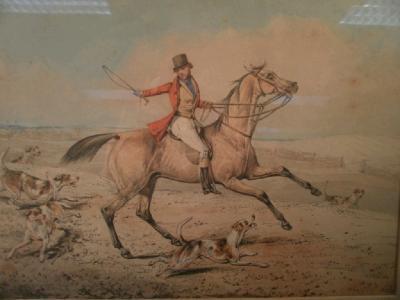 Henry Thomas Alken (1785-1851). A whipper-in and his mount with hounds in open ground