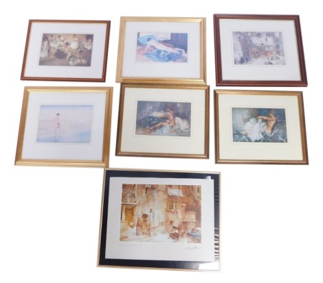 A group of William Russell Flint prints, all framed and glazed. (7)