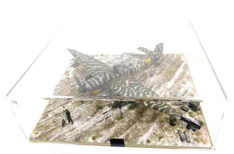 A cased diorama model of Junkers JU 87 Stuka, Russian front circa 1944, 1:24 scale.