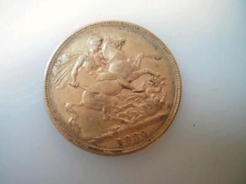 A Victorian full sovereign dated 1880