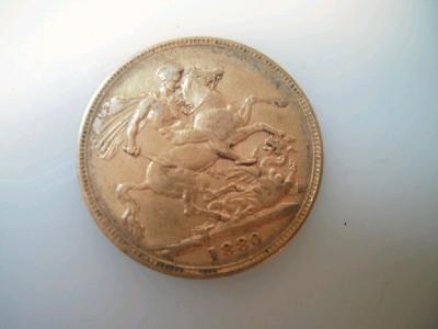 A Victorian full sovereign dated 1880