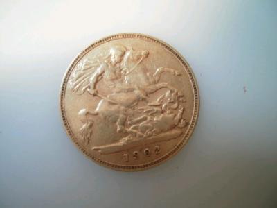 An Edwardian half sovereign dated 1902