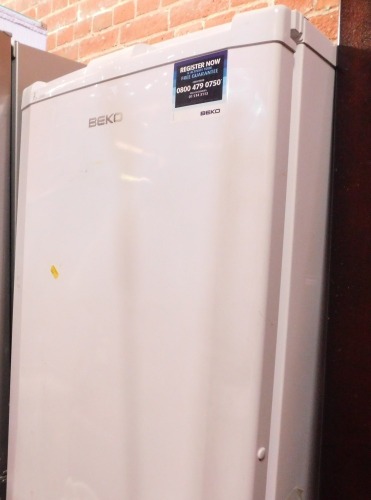 A Beko A+ class tall fridge.