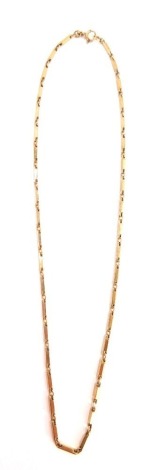 A 9ct gold box link neck chain, elongated box links, 10.2g, 40cm long.