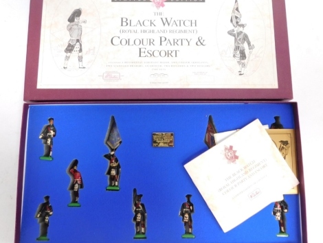 A Britain's limited edition 1997 Black Watch Colour Party and Escort lead soldier set, boxed with paperwork.