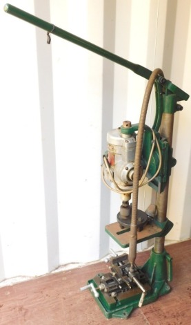 A Grimstone Duplex drill and grinder, No 6228, 50 cycles, 230volt, 130cm high. WARNING! This lot contains untested or unsafe electrical items. It is supplied for scrap or re-conditioning only. TRADE ONLY