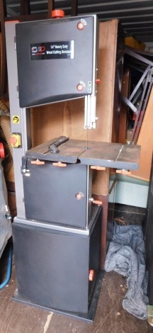 An SIP Group 14" heavy duty wood cutting band saw, No 01489.