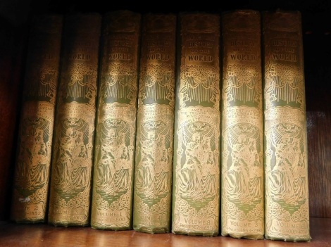 Harmsworth. History of the World, volumes 1-8, lacking volume 7, each in green gilt tooled bindings.