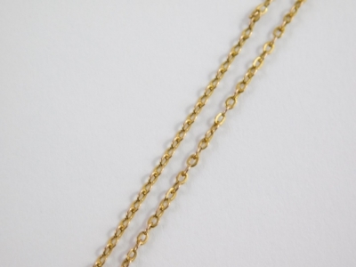 A 15ct gold locket, 3cm high, on a slender link chain, with plain interior, 7g all in. - 3