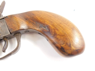 A 19thC percussion boxlock pistol, with plain barrel and walnut handle, 19cm long. - 3