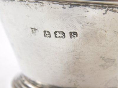 A George V silver bowl, with tapering body on a stepped base, initialled, Birmingham 1917, 10cm diameter, 2.7oz all in. - 2