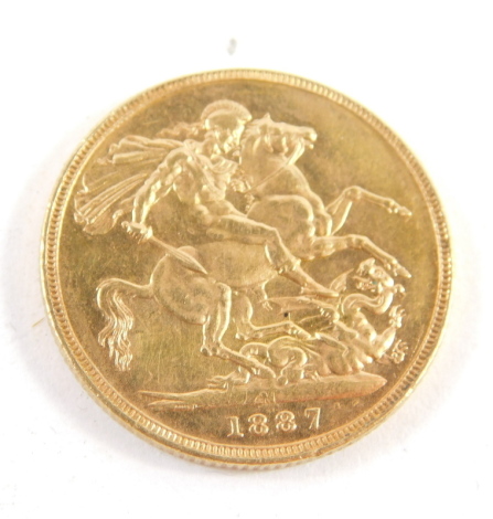 A Victorian gold full sovereign, 1887.