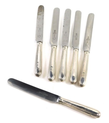 A set of six Joseph Rodgers silver handled dinner knives. (6)