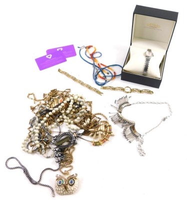 Various costume jewellery, owl and other brooches, etc. (a quantity, various dimensions)