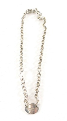 A Tiffany New York necklace, with heavy links and oval fob, marked 925, 40cm long, 1.85oz.