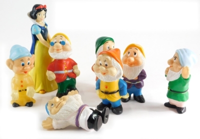 A Snow White Celluloid money box, marked Made in China, 20cm high, and various dwarf Chinese figures, Dock, etc. (a quantity)