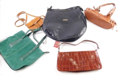 A Vintage Dents handbag, to include label, various others, handbags to include leather finish, 30cm wide, etc. (a quantity)