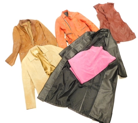 Various fashion, red leather style quarter length ladies jacket, leatherette jackets, suede. (a quantity)