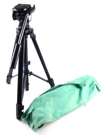 A FameArt extending tripod in outer case, when closed 54cm high.