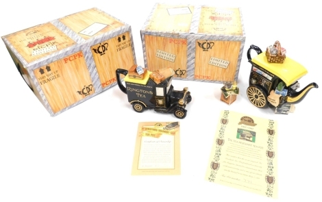 Various Ringtons Tea limited edition teapots, The Delivery Van and the Tea Merchant, boxed. (2)