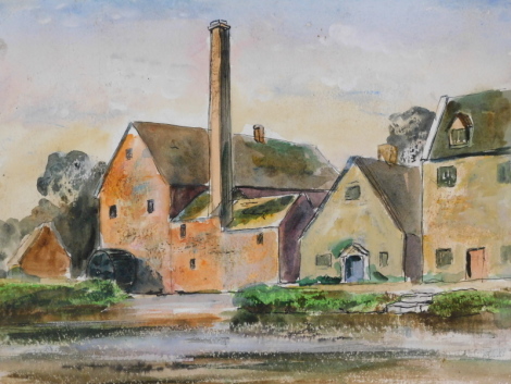 •Clifford Edgar Levi Knight (1930-2016). Watermill, watercolour and another verso, unsigned, 28cm x 38cm.