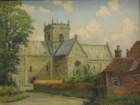 •Clive Richard Browne (1901-1991.) Stow Church on a summer's day, oil on board, signed, 31cm x 42cm.