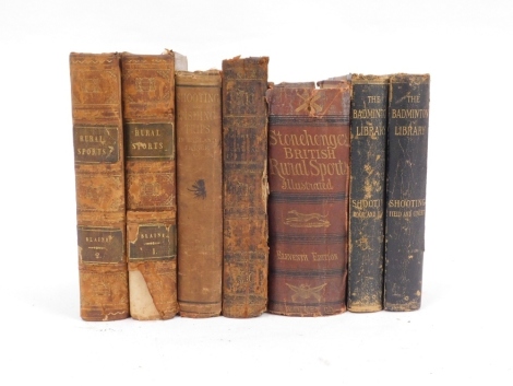 Blaine (Delabere) AN ENCYCLOPEDIA OF RURAL SPORTS 2 vol., contemporary diced calf tooled in gilt, spines worn with loss,1840 § Beaufort (Duke of) THE BADMINTON LIBRARY; SHOOTING - MOOR AND MARSH ;- SHOOTING - MOOR AND MARSH, 1886; and 3 others, rural spor