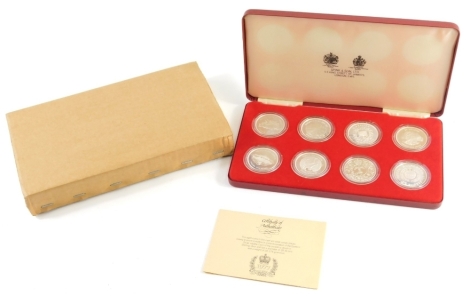 A Spink & Sons 1977 Jubilee silver crown set, each sterling silver, 28.276g. (8 coins, cased in outer box)