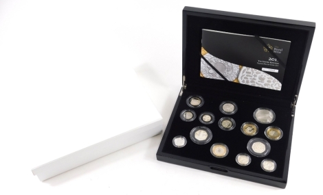 A Royal Mint 2011 United Kingdom silver proof coin set, number 422, cased with certificate and outer packaging.