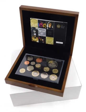 A Royal Mint 2010 United Kingdom Executive proof coin set, number 3920, with paperwork, outer case and packaging.