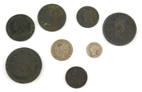 Various coins, George III shilling, 1816, pennies, etc. (a quantity)