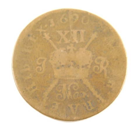 Coins, A James I Irish Gun Money shilling, 1690.