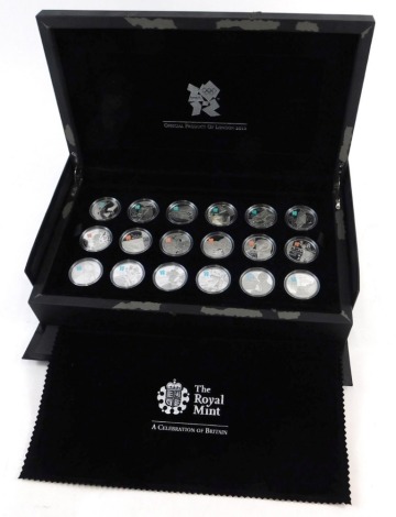 A Royal Mint UK silver proof coin collection, boxed with outer case.