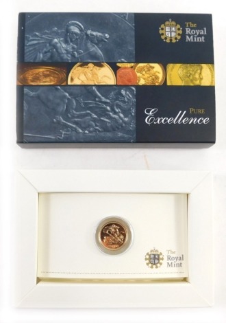 A Royal Mint Elizabeth II gold half proof sovereign, 2010 in outer case.