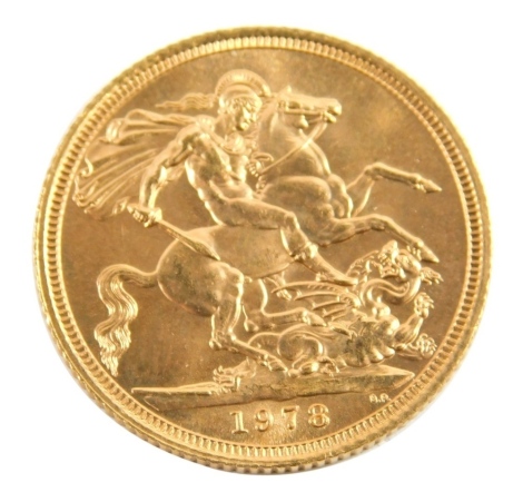 An Elizabeth II gold full sovereign, 1978.