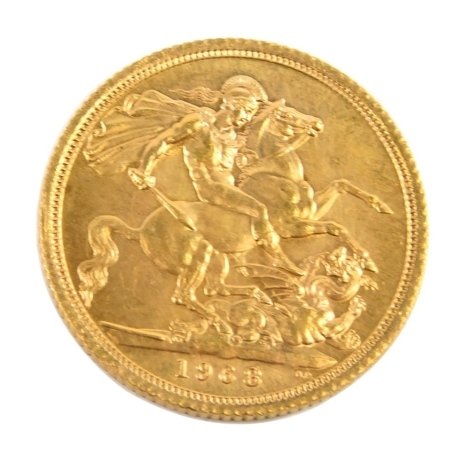 An Elizabeth II gold full sovereign, 1968.