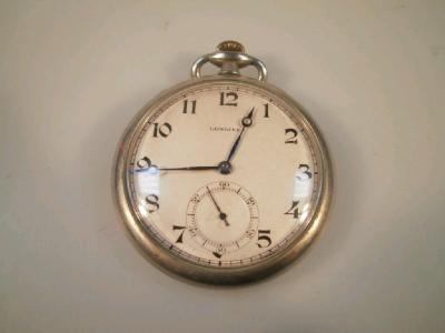 A Longines pocket watch with plain face