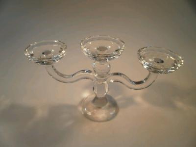 A cut glass three branch chandelier