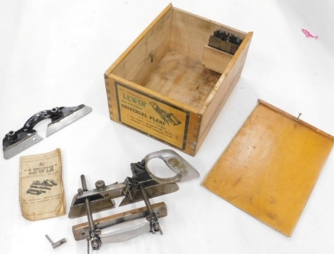 A Lewin All British wood plane, with paperwork, in fitted case, 16cm high.