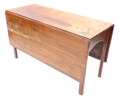 A 19thC mahogany drop leaf table, on plain legs, 126cm wide.