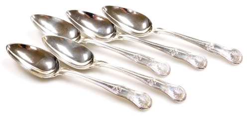 A set of five George III silver King's pattern dessert spoons, London 1817, 8.85oz.