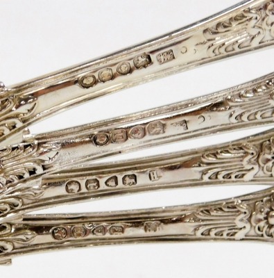 A set of eight silver King's pattern dinner forks, various dates, London 1835, 1757, and 1872, 26.41oz. - 3