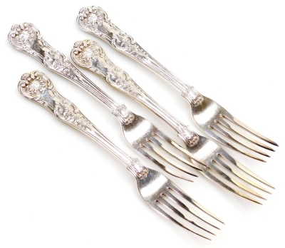 A set of four Victorian silver King's pattern side forks, London 1843, 8.19oz.