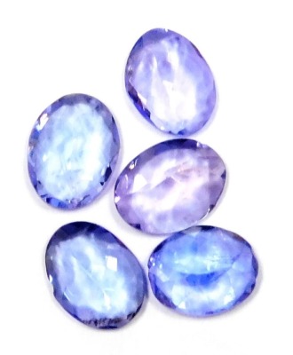 Five loose tanzanite stones, oval cut.