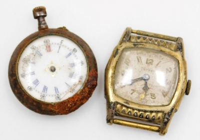 Silver and costume jewellery, and pocket watches, including a Victorian wishbone brooch, silver pocket watch with Swiss movement for J & C Schwerer, pair of gentleman's cufflinks, and an Art Deco pocket watch on chain. (a quantity) - 7