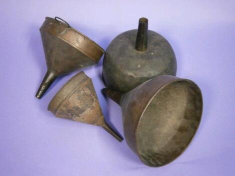 Four funnels, three copper, one tin